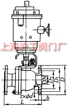 Q941Y 型 PN16~PN63 法蘭連接浮動硬密封電動球閥外形及結(jié)構(gòu)尺寸示意圖